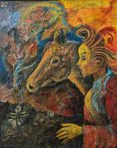 Equus - 20" x 16" Acrylics on wooden plate